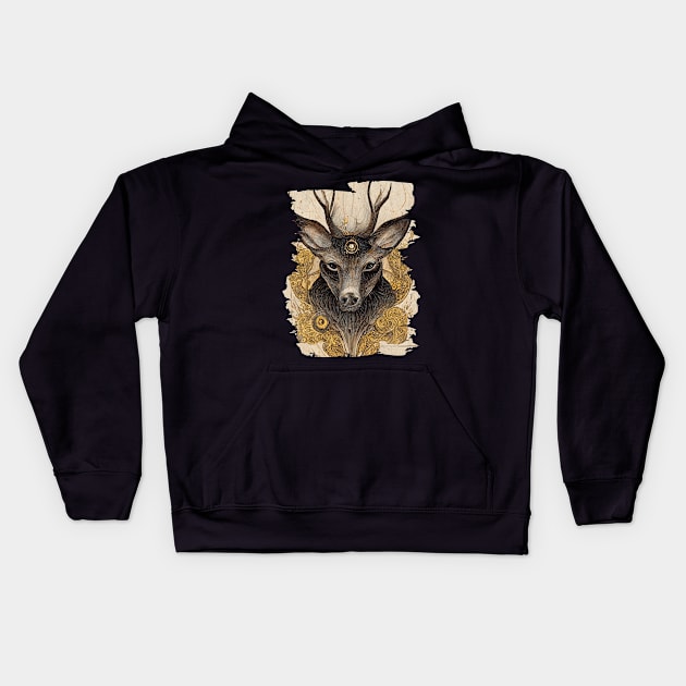 Animals from the forest_deer Kids Hoodie by Art_Inspired_Simulation